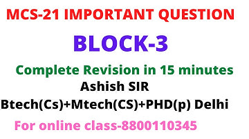 MCS-021 Important Question |BLOCK -3| ASHISH SIR |Data and File Structures