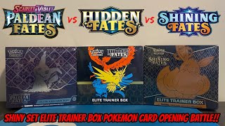 PALDEAN FATES vs HIDDEN FATES vs SHINING FATES Elite Trainer Box Pokemon Card Opening Battle!!