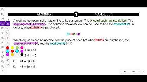 2019 Module 1 Problem 5 Algebra 1 PDE Item and Scoring Sampler