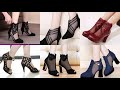 new women lace flora mesh ankle boots kitten mid heels party dress pumps shoes collection