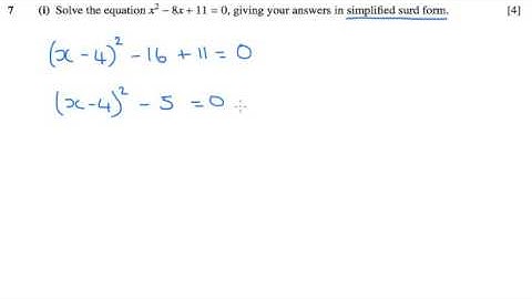 AS Pure Maths - Quadratics OCR C1 January 2006 q7i