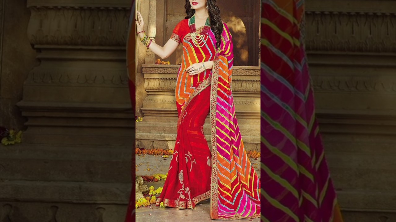 Navratri puja k liye laal pila Saree Chhath Puja Special Yellow Red Saree 2025 Trending Saree Design