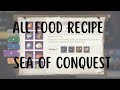 All food recipe in game sea of conquest
