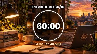 60/10 Pomodoro Timer – 4 Hours 40 Min | Cozy Deep Work Session