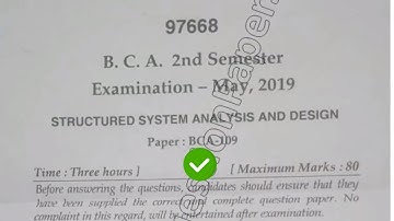 2019 Mdu BCA 2nd Sem Structure System Analysis & Design Question Paper