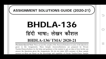 BHDLA 136 Ignou Solved Assignment