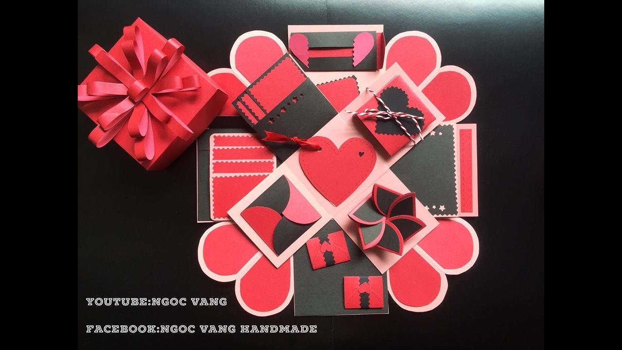 Ý tưởng love box 10x10cm Đen đỏ phiên bản 2 ngoc vang