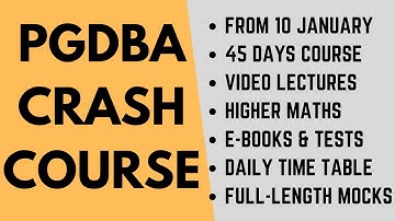 PGDBA crash course from 10 Jan: Basic to Advance, Video classes, Study Plan, E-books, Demo lectures