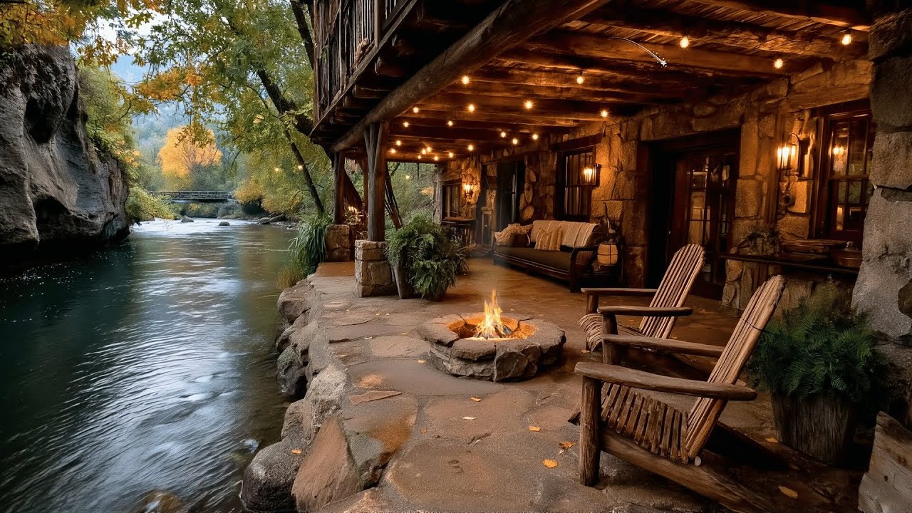 YouTube पर Perfect Summer Crackling Campfire by the Riverside Porch | Peaceful Nature Sounds Ambience देखें