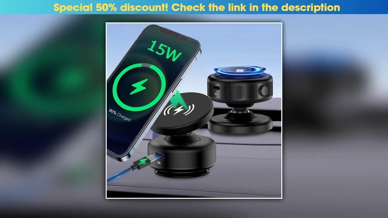Car Magnetic Vacuum Wireless Charger Phone Holder 360 Rotatable Charging Bracket Dashboard For