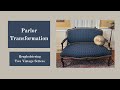 Parlor transformation  reupholstering two vintage settees