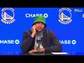 Steph Curry on his son, Canon, running around the court pregame