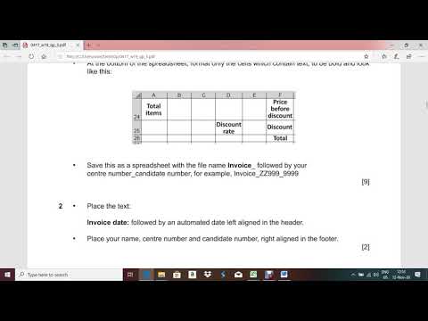 Igcse Ict Oct Nov 2019 31 Spreadsheet