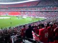 Manchester United fans singing Glory Glory at wembley .