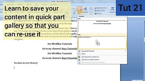 #21 MS Word - Quick Parts | Document Property | save selection | building blocks organizer | hindi