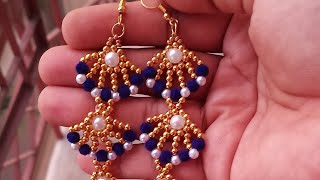 How to make a beautiful earring at home#beadingtutorials #diy #handcraftedjewelry#pearljewelry