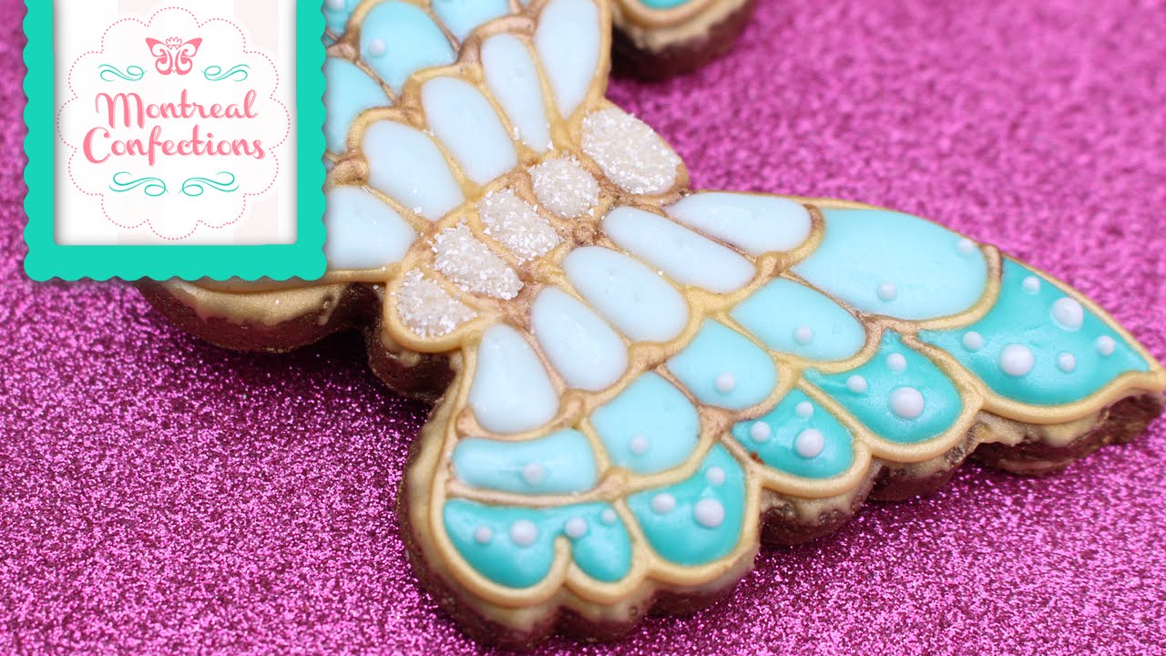How to make a jewelled butterfly cookies Enamelled cookie design