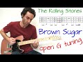 Rolling stones  brown sugar in open g tuning  guitar lesson  tutorial  cover with tab
