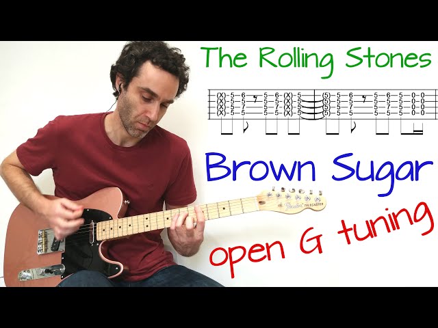 Rolling Stones - Brown Sugar (in open G tuning) - Guitar lesson / tutorial / cover with tab class=