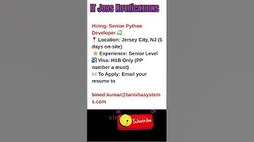 Senior Python Developer Job in Jersey City, NJ Sept 13, 2025