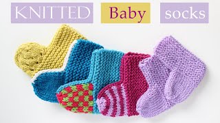 Knit these cute and easy baby socks. knitted flat on two straight
needles. socks are to customise. made in sports weight yarn fit up 3
mo...