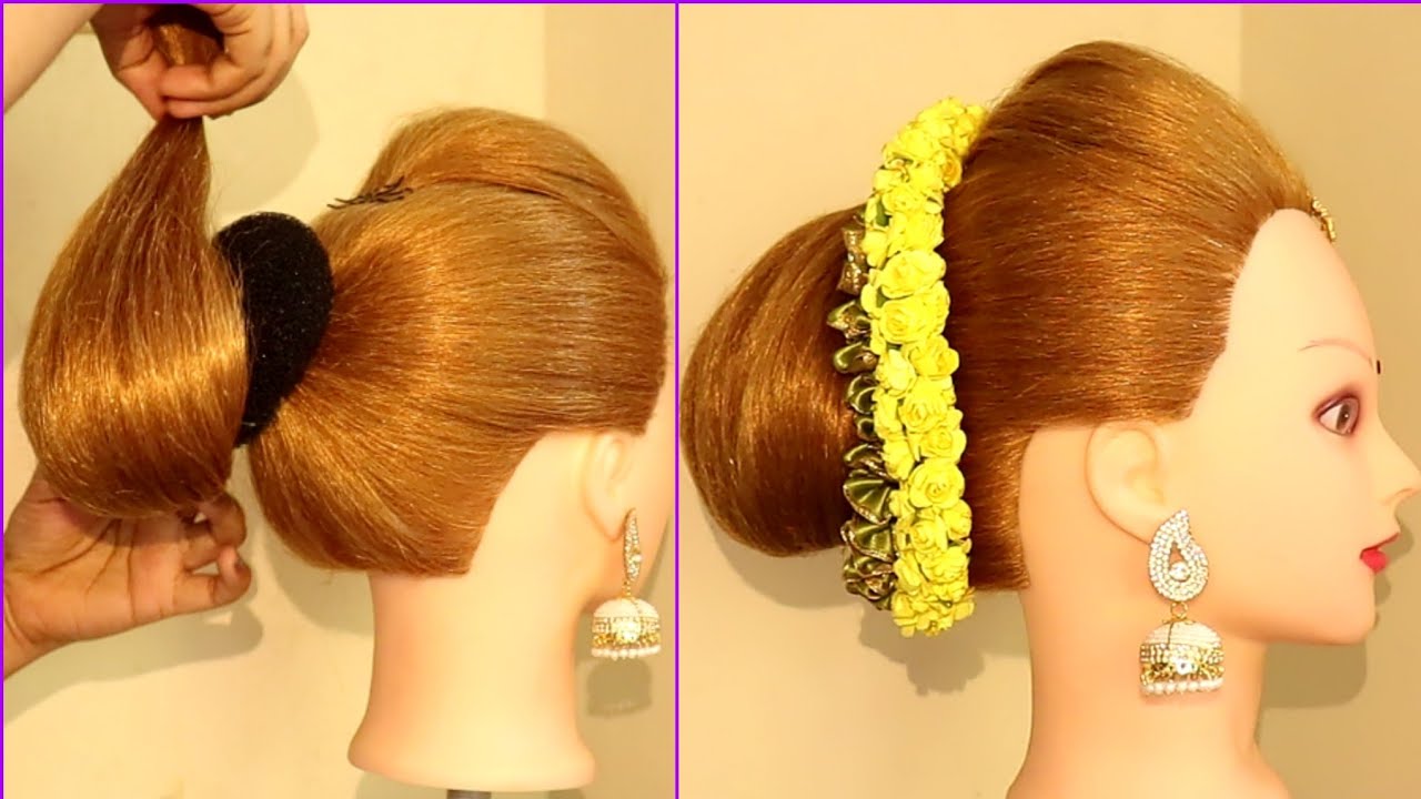 new juda hairstyle with gajra  cute hairstyle  simple