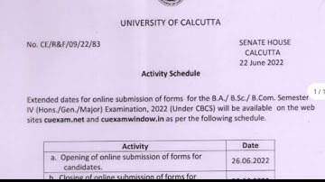 extended date of form submission for iv semester in Calcutta University