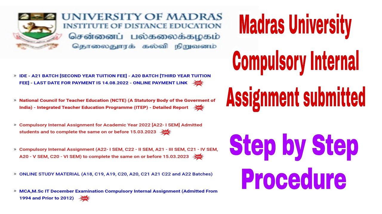 madras university internal assignment