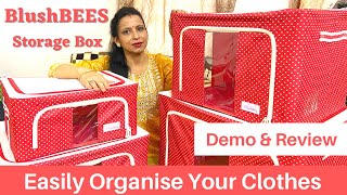 BlushBees Foldable Storage Boxes | Wardrobe Organiser Bag | Sarees Box | 24 | 44 | 66 | 88 ltr