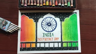 Independence Day drawing for beginners with oil pastel - step by step || independence day drawing