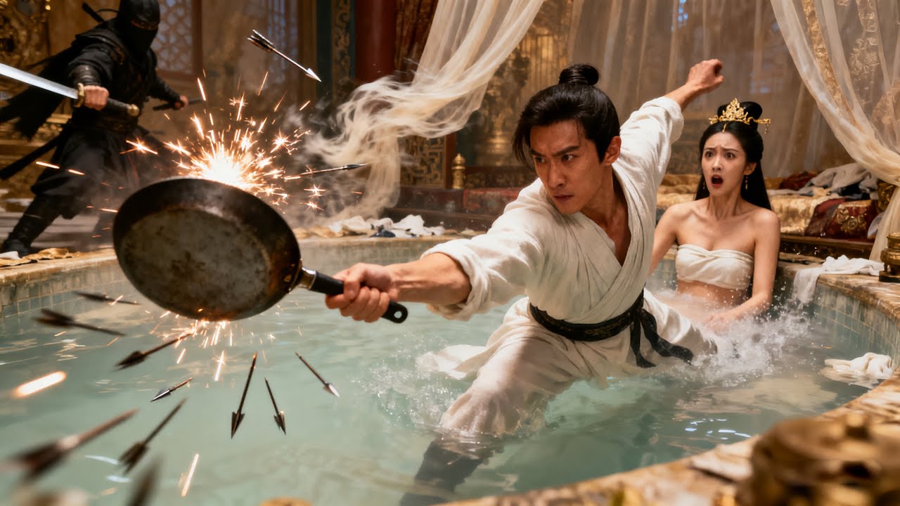 Di awal cerita aku jatuh ke kolam mandi Sang Kaisar Perempuan, lalu menyelamatkannya dengan wajan!