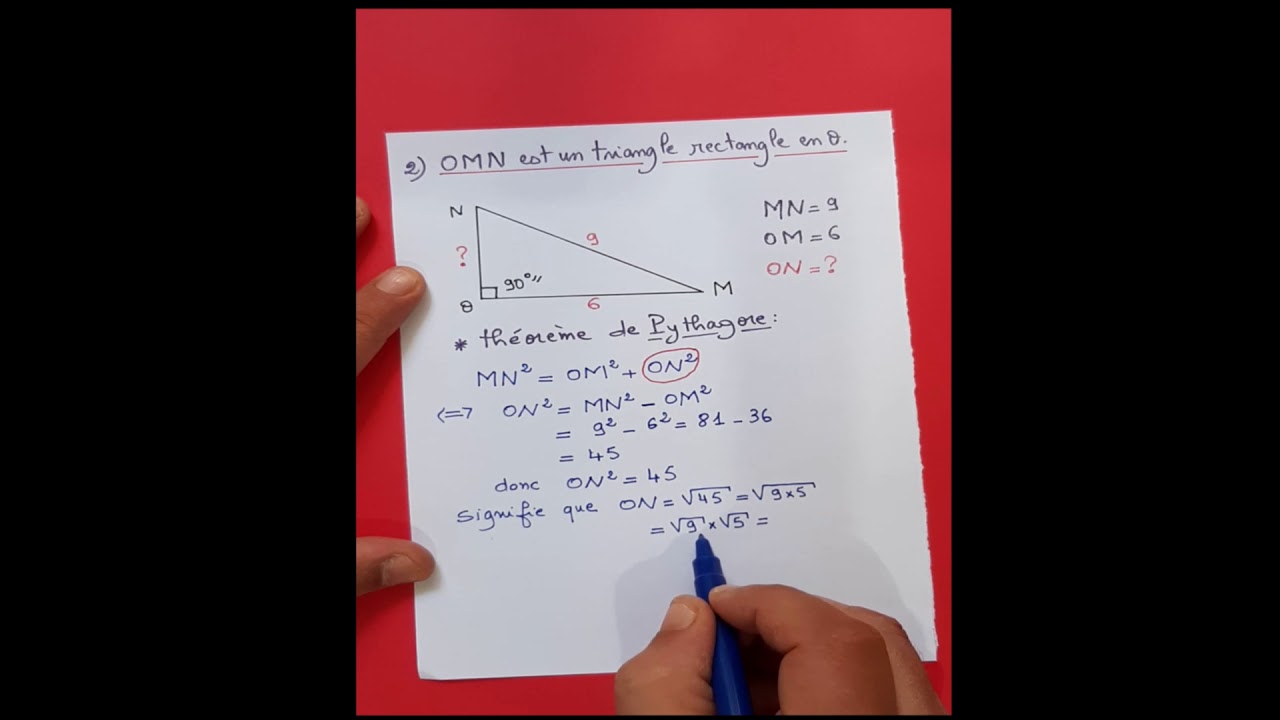 Theoreme De Pythagore Dans Un Triangle Rectangle Youtube
