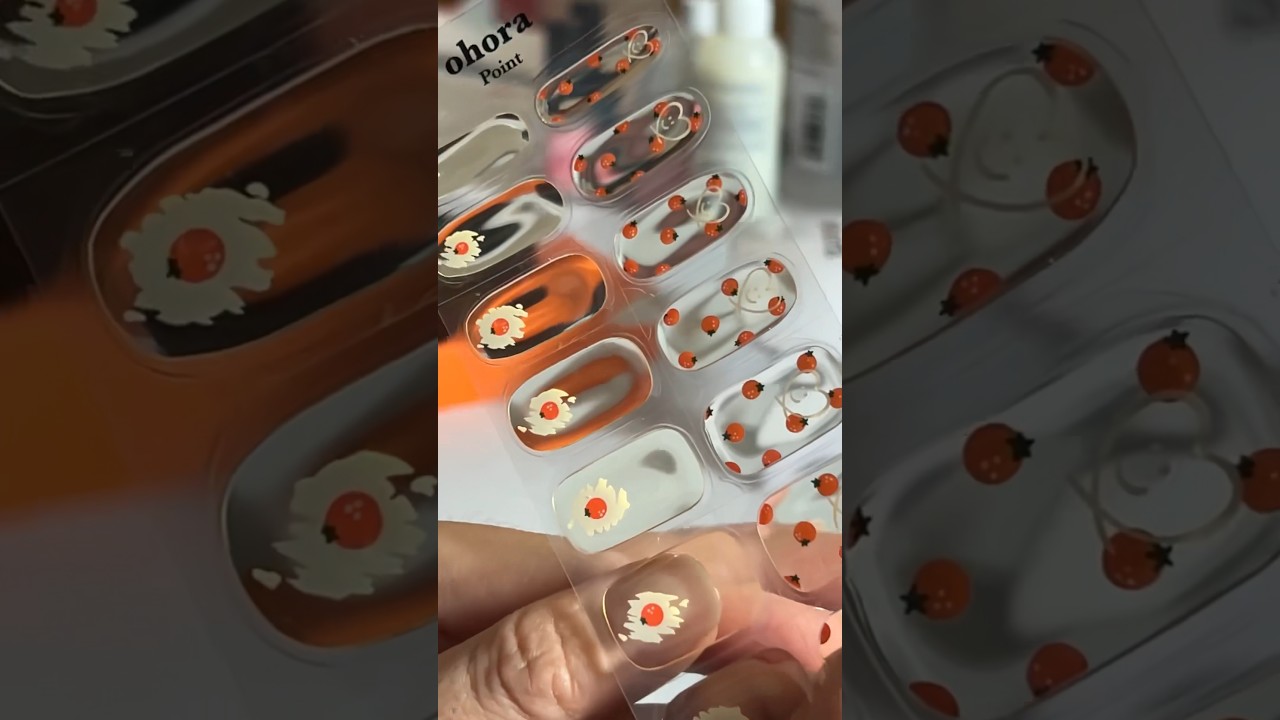 🍊semi-cured gel nail stickers #nails #ohora  #nailstickers #gelnailsticker