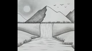 Pencil Drawing Of Landscape Painting Ll How To Draw Scenery Of Mountain Llpencil Sketch Step By Step