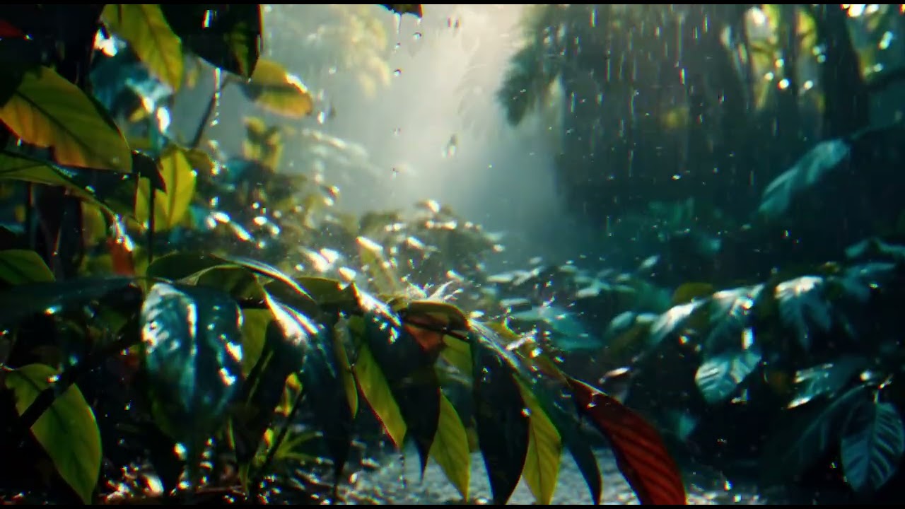 Heavy Rain in  Tropical Jungle | Mysterious Rainforest Sounds for Sleeping, Studying, and Meditation