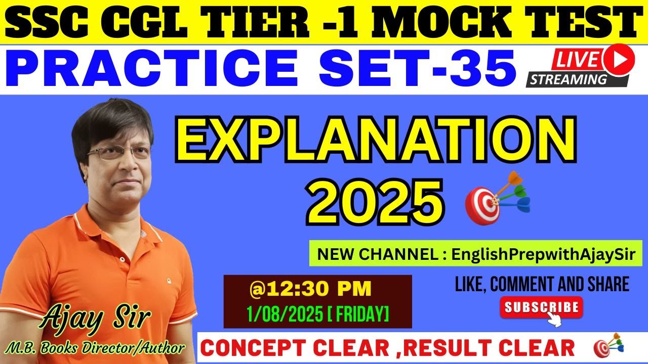 2025 CGL PRACTICE SET -35 || SSC CGL TIER -1 MOCK TEST || English By ...