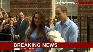 Royal baby boy leaves hospital  William and Kate's first public appearance with new son   BBC News