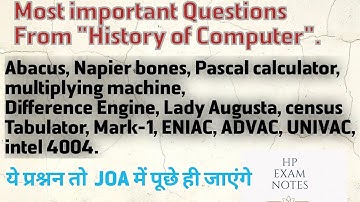 HP JOA (IT) CLASS 2 HISTORY OF COMPUTER
