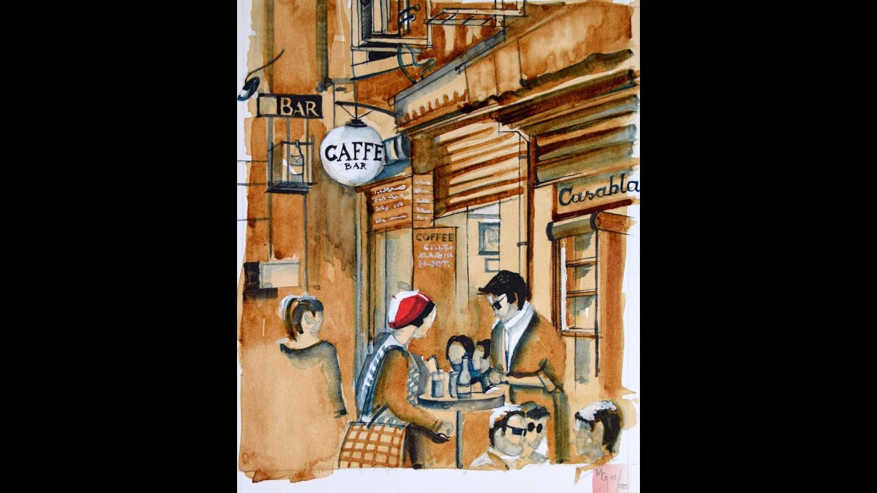 Etsy | Coffee Art Chronicles: Painting a Cozy Cafe-Street Scene in Watercolor!