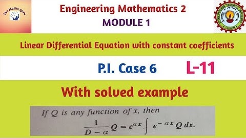 L11 PI Case 6 || Linear Differential Equation of higher order || PI general case for tanax, secax