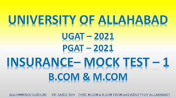 INSURANCE  MCQ PART 1 | UGAT PGAT 2021 |  B.COM - M.COM UNIVERSITY OF ALLAHABAD
