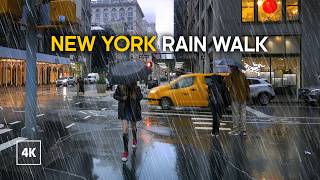 Rainy Walk New York ☔️ Walking In A Rainstorm, Umbrella ASMR, City Sounds For Sleeping, NYC