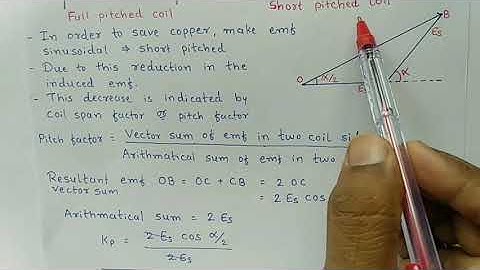 Alternator: Coil Span Factor or Pitch Factor in Alternator