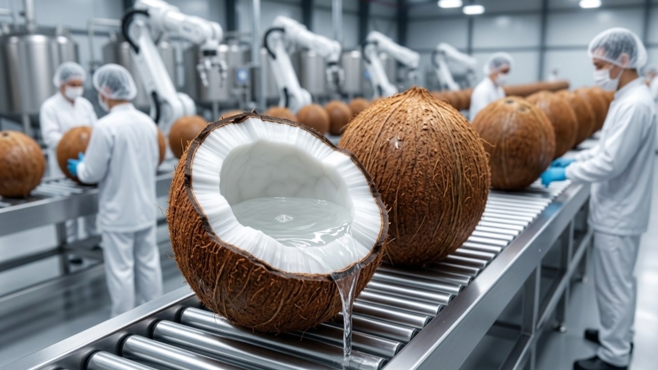 Inside a Modern Coconut Water Factory | From Green Coconut to Global ...