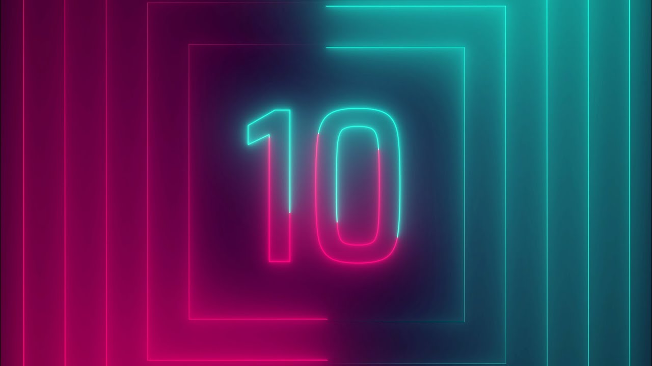 Neon Countdown 4K 60 FPS 10 sec to 1 sec