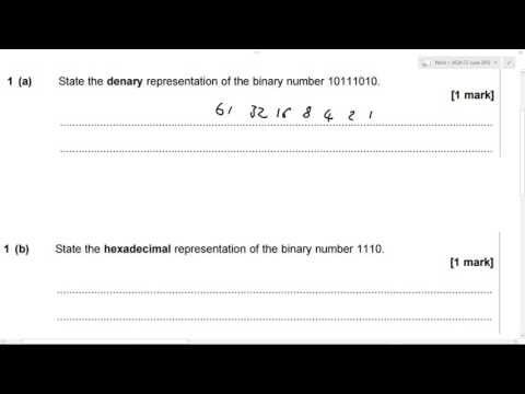 Q1a) binary to denary (AQA Computer Science June 2015 revision)