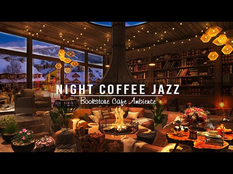 Warm Winter Ambience at Coffee Shop - Cozy Night Sky - Jazz Music For Relaxing, Studying and Working