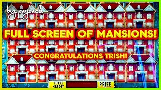 FULL SCREEN OF MANSIONS on Huff N' More Puff Slots  Congrats Trish!