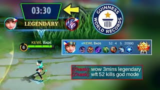 3 Minutes Legendary!! | Wanwan God Mode On🔥 (52 Kills!) | Mlbb