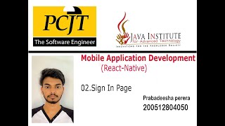 Sign In Page | Cross Platform Application Development | React Native | Java Institute